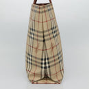 BURBERRY Nova Check Hand Bag PVC Leather Beige Auth 113948-3