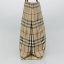 BURBERRY Nova Check Hand Bag PVC Leather Beige Auth 113948-4