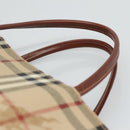 BURBERRY Nova Check Hand Bag PVC Leather Beige Auth 113948-8