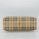 BURBERRY Nova Check Hand Bag PVC Leather Beige Auth 113948-5