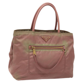 PRADA Hand Bag Nylon Pink Gold Auth 113965