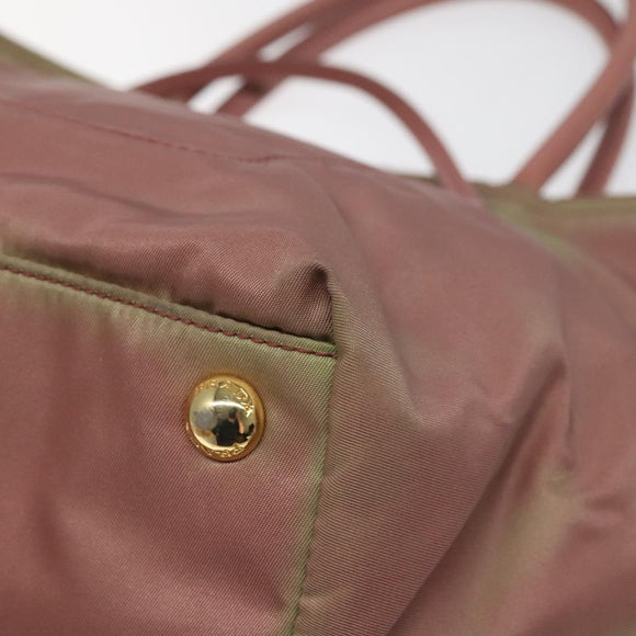 PRADA Hand Bag Nylon Pink Gold Auth 113965