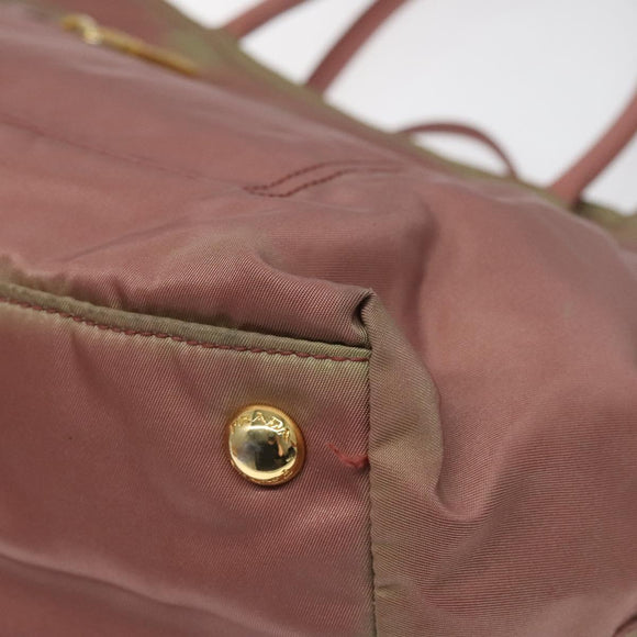 PRADA Hand Bag Nylon Pink Gold Auth 113965