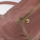 PRADA Hand Bag Nylon Pink Gold Auth 113965-16