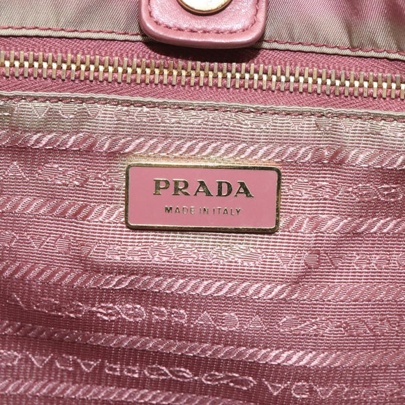 PRADA Hand Bag Nylon Pink Gold Auth 113965