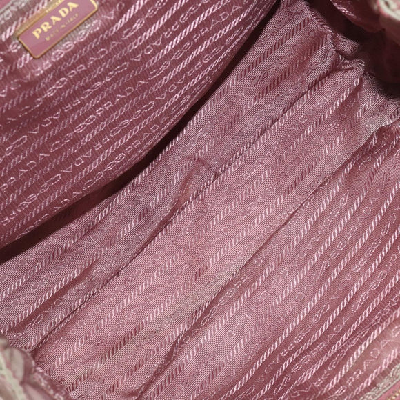PRADA Hand Bag Nylon Pink Gold Auth 113965