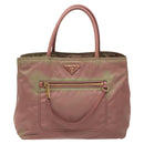 PRADA Hand Bag Nylon Pink Gold Auth 113965-13