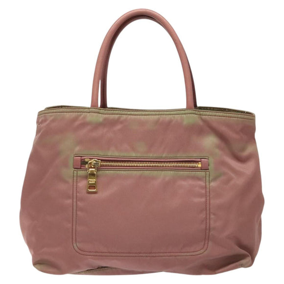 PRADA Hand Bag Nylon Pink Gold Auth 113965
