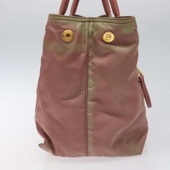 PRADA Hand Bag Nylon Pink Gold Auth 113965