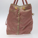 PRADA Hand Bag Nylon Pink Gold Auth 113965-4