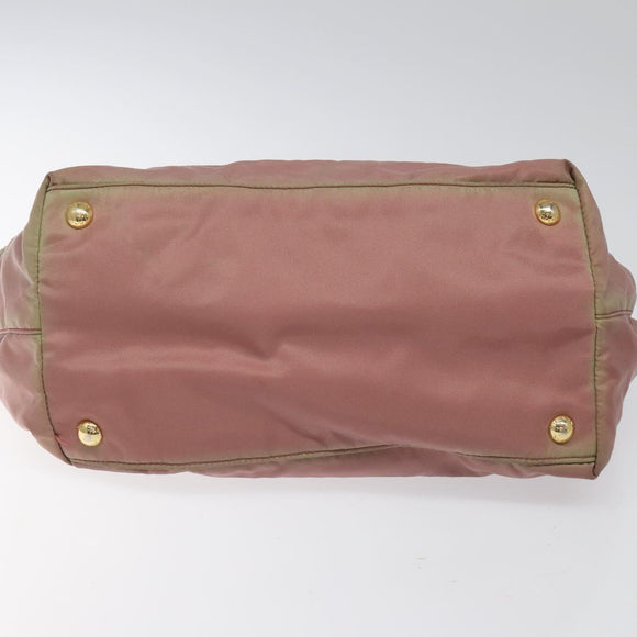PRADA Hand Bag Nylon Pink Gold Auth 113965