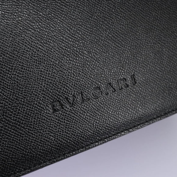 BVLGARI Hand Bag Leather Black Auth 113988