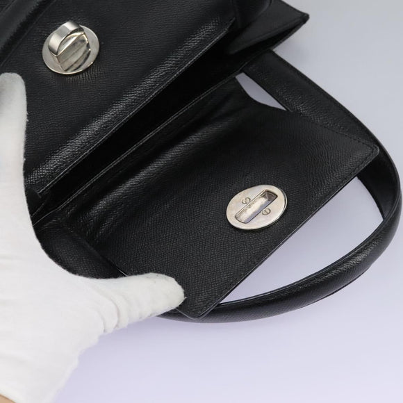 BVLGARI Hand Bag Leather Black Auth 113988