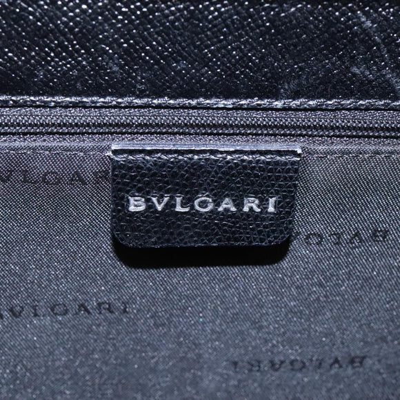 BVLGARI Hand Bag Leather Black Auth 113988