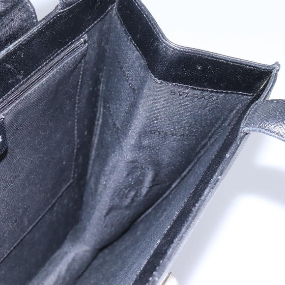 BVLGARI Hand Bag Leather Black Auth 113988