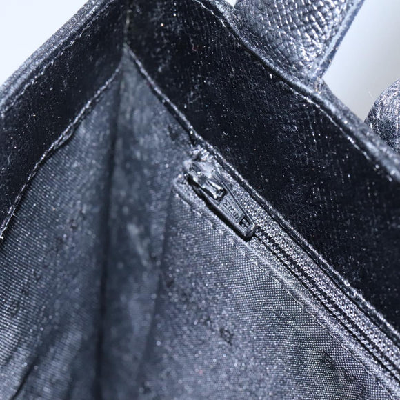 BVLGARI Hand Bag Leather Black Auth 113988