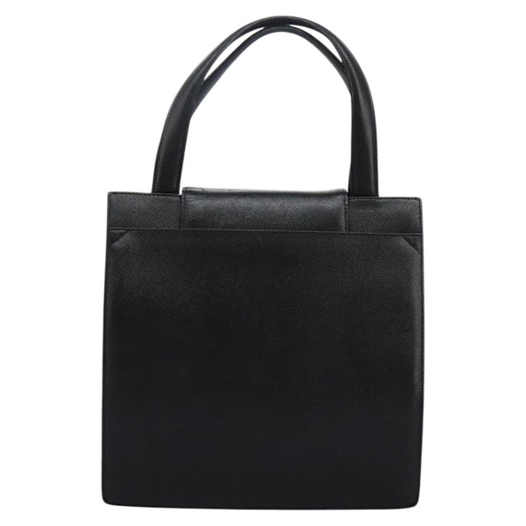 BVLGARI Hand Bag Leather Black Auth 113988