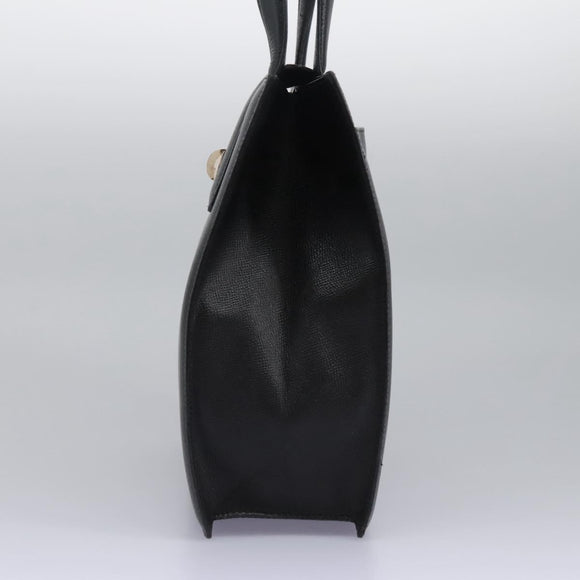 BVLGARI Hand Bag Leather Black Auth 113988