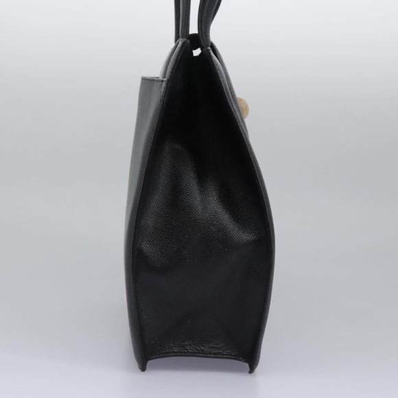 BVLGARI Hand Bag Leather Black Auth 113988