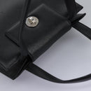 BVLGARI Hand Bag Leather Black Auth 113988-6