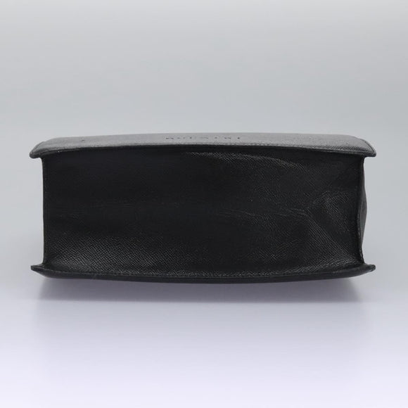 BVLGARI Hand Bag Leather Black Auth 113988