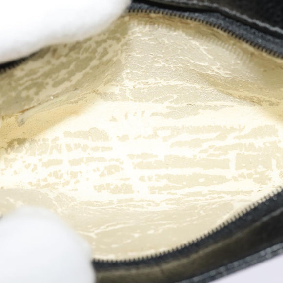 CHANEL COCO Mark Pouch Caviar Skin Black Gold CC Auth 114009