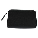 CHANEL COCO Mark Pouch Caviar Skin Black Gold CC Auth 114009-2