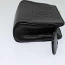 CHANEL COCO Mark Pouch Caviar Skin Black Gold CC Auth 114009-4