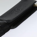 CHANEL COCO Mark Pouch Caviar Skin Black Gold CC Auth 114009-5