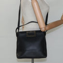 Salvatore Ferragamo Hand Bag Leather 2way Black Gold Auth 114037-22