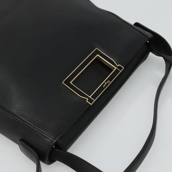 Salvatore Ferragamo Hand Bag Leather 2way Black Gold Auth 114037