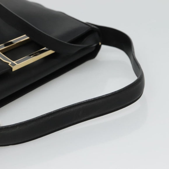 Salvatore Ferragamo Hand Bag Leather 2way Black Gold Auth 114037