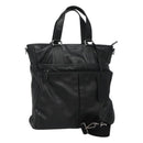 PRADA Hand Bag Leather 2way Black Silver Auth 114042-1