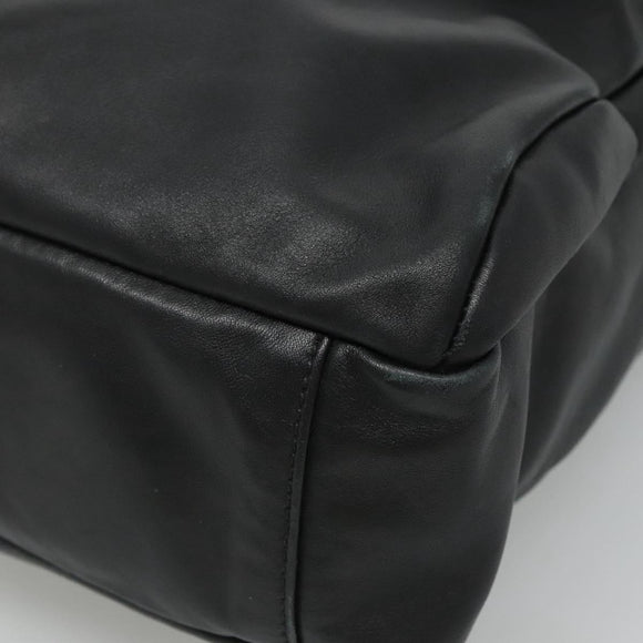 PRADA Hand Bag Leather 2way Black Silver Auth 114042