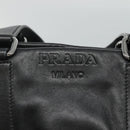 PRADA Hand Bag Leather 2way Black Silver Auth 114042-17
