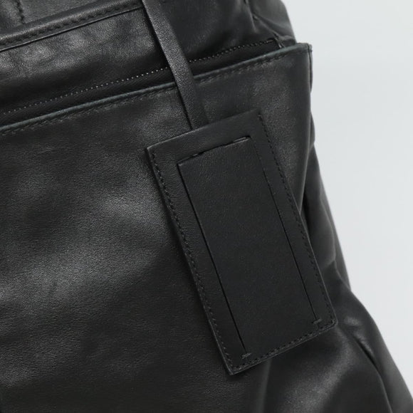 PRADA Hand Bag Leather 2way Black Silver Auth 114042