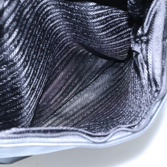 PRADA Hand Bag Leather 2way Black Silver Auth 114042