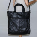 PRADA Hand Bag Leather 2way Black Silver Auth 114042-27