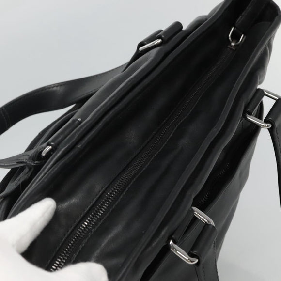 PRADA Hand Bag Leather 2way Black Silver Auth 114042