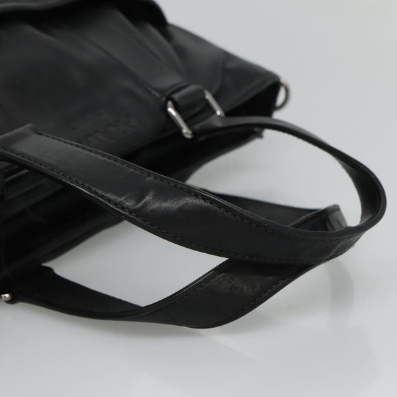 PRADA Hand Bag Leather 2way Black Silver Auth 114042