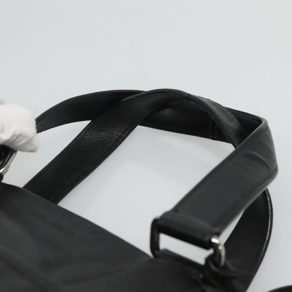 PRADA Hand Bag Leather 2way Black Silver Auth 114042