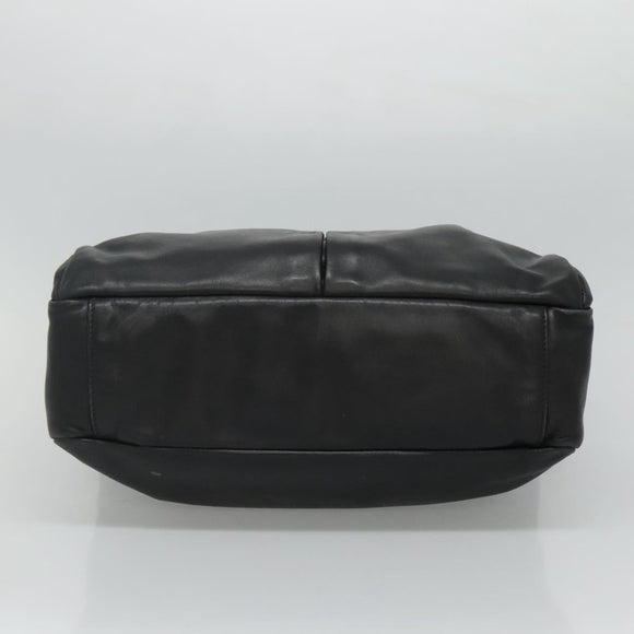 PRADA Hand Bag Leather 2way Black Silver Auth 114042