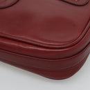 CARTIER Must Line Shoulder Bag Leather Wine Red Gold Auth 114043-9