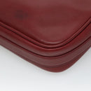 CARTIER Must Line Shoulder Bag Leather Wine Red Gold Auth 114043-15