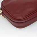 CARTIER Must Line Shoulder Bag Leather Wine Red Gold Auth 114043-16