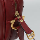 CARTIER Must Line Shoulder Bag Leather Wine Red Gold Auth 114043-10