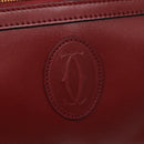 CARTIER Must Line Shoulder Bag Leather Wine Red Gold Auth 114043-17