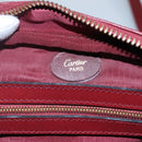 CARTIER Must Line Shoulder Bag Leather Wine Red Gold Auth 114043-11