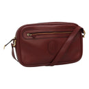 CARTIER Must Line Shoulder Bag Leather Wine Red Gold Auth 114043-1