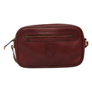 CARTIER Must Line Shoulder Bag Leather Wine Red Gold Auth 114043-13